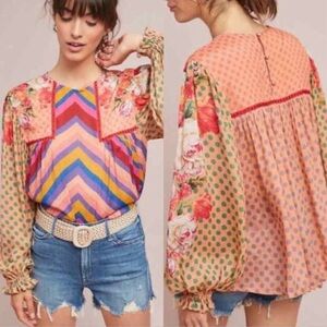 Anthro boho style silk blouse